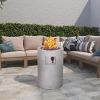 Circular Propane Fire Pit 30,000 Btu with Lava Rock, Terrafab Artificial Concrete for Outdoor Patio Garden Backyard Decoration CSA Certified 16" X 16" X 25"