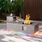 48 In. 50,000 BTU Rectangle Outdoor Gas Fire Pit Table in Brown with RGB LED Light