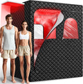 2 Person Infrared Sauna Box for Home, Portable Steam Sauna Room with 660Nm＆850Nm Red Light Therapy Lamp, 5-Layer Waterproof, 2 Steamers, 2 Folding Chair