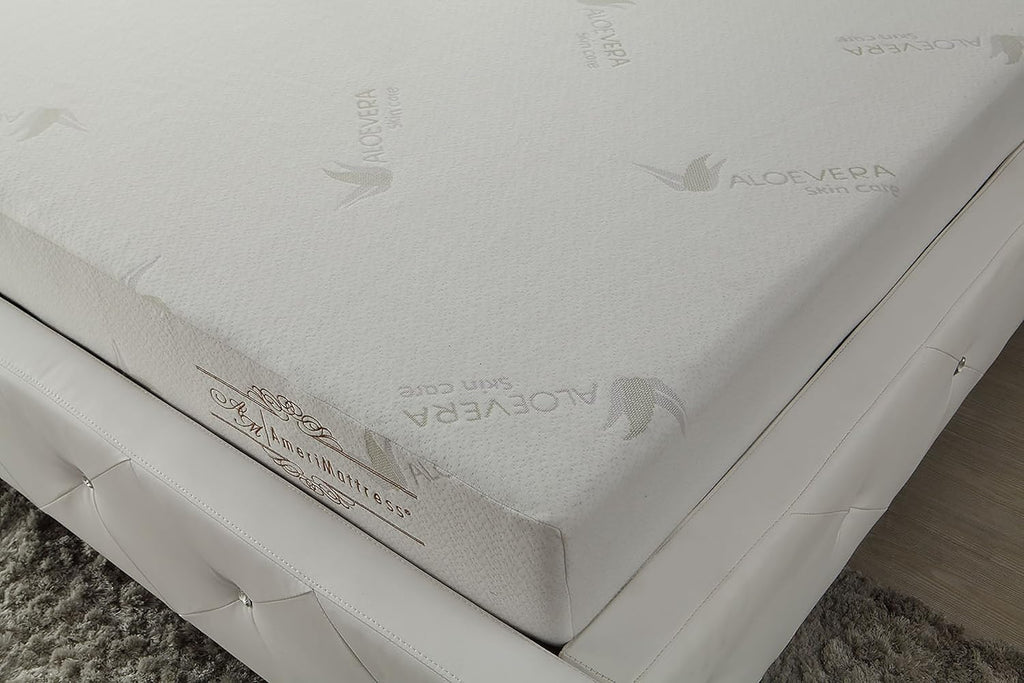 ALOE Infused Memory Foam Mattress in a Box, Roll-Compressed, 3-Layer Extra Firm Comfort and Support, Stretch Knit Fabric Cover, Deluxe Queen, White
