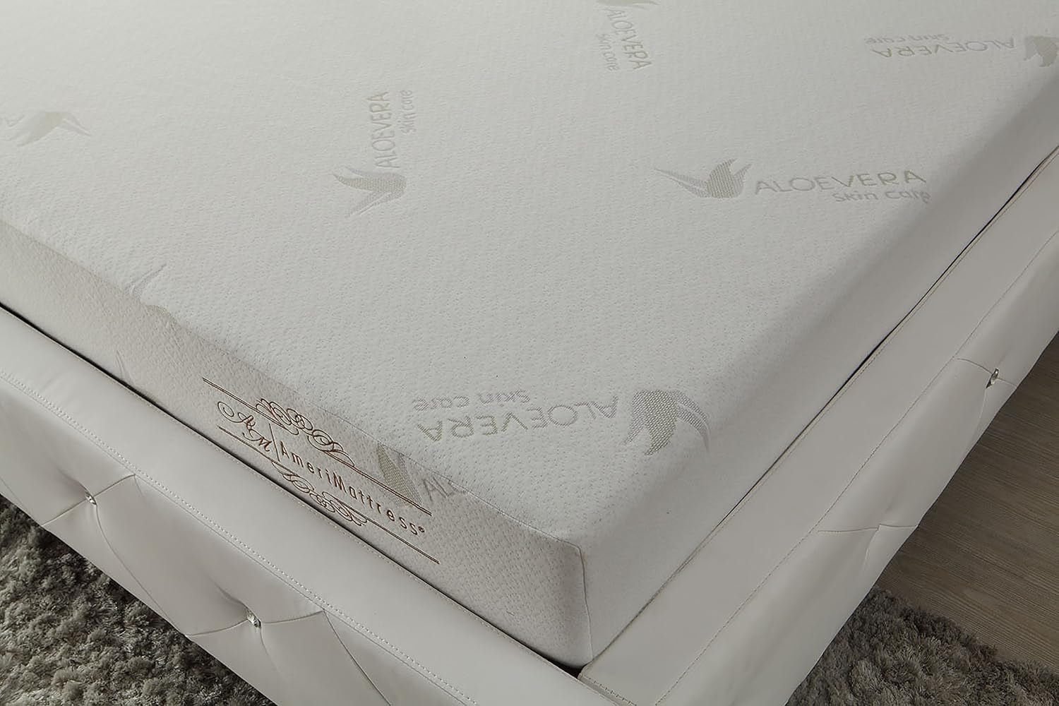 ALOE Infused Memory Foam Mattress in a Box, Roll-Compressed, 3-Layer Extra Firm Comfort and Support, Stretch Knit Fabric Cover, Deluxe Queen, White