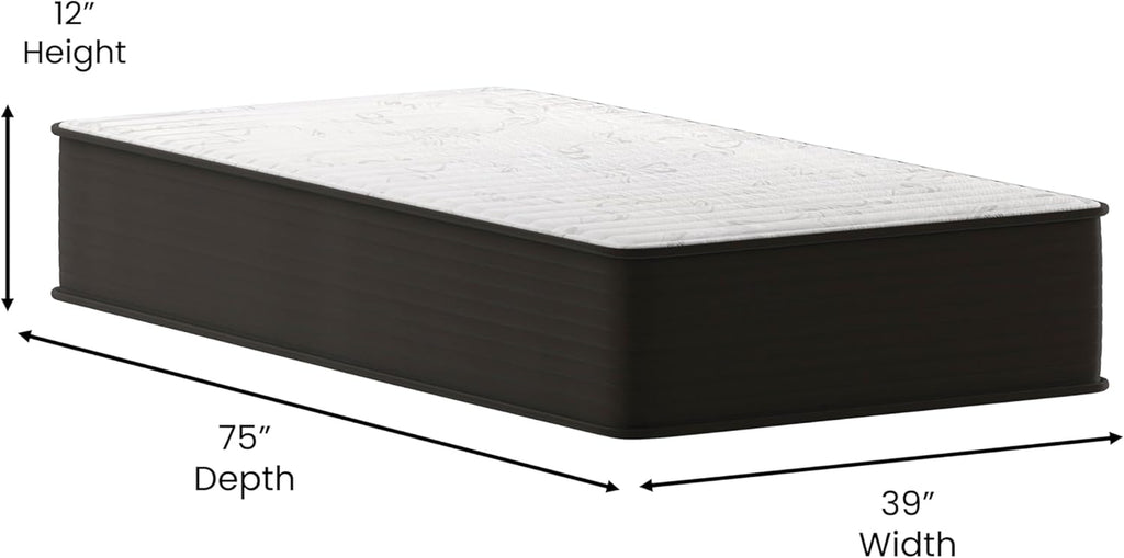 Dream 12 Inch Hybrid Mattress, Twin Size High Density Foam and Innerspring Mattress in a Box, Certipur-Us Certified Foam