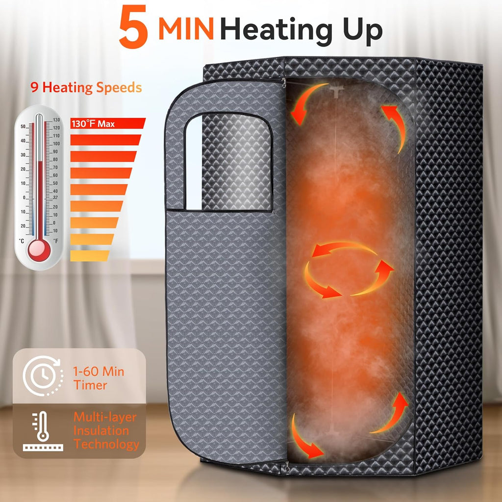 Portable Sauna for Home, Portable Steam Tent for Home Detox and Relaxation, Includes 3L Steamer, Remote Controller, Folding Chair, Adjustable Timer 1-60 Min, Large Size