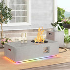 48 In. 50,000 BTU Rectangle Outdoor Propane Fire Pit Table in Gray with RGB LED Light