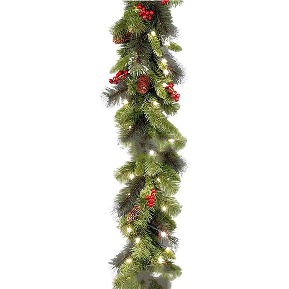 30 LED Lights Christmas Garland 180Cm/6 Feet Green Artificial Pine Tree Decor Pine Cone Berry Ornament