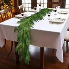 2Pcs 9Ft Christmas Garlands Norfolk Pine Garland Faux Greenery Pine Garland for Christmas Holiday Winter Wall Mantle Fireplace Staircase Indoor Outdoor Decoration