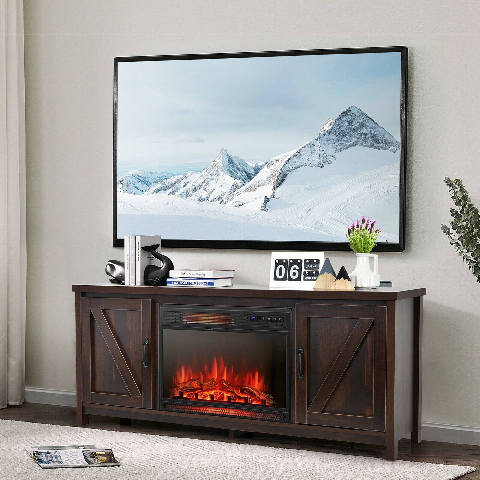 59'' Fireplace TV Stand W/ 25'' 1350W Electric Fireplace Heater