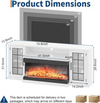 Fireplace TV Stand, 75'' TV Stand with 40" Fireplace, Electric Fireplace Heater, Entertainment Center with Frame and LED Light Colors, TV Console Cabinet