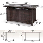 48 In. Propane Gas Fire Pit Table with Fabric Cover and Glass Beads, Brown