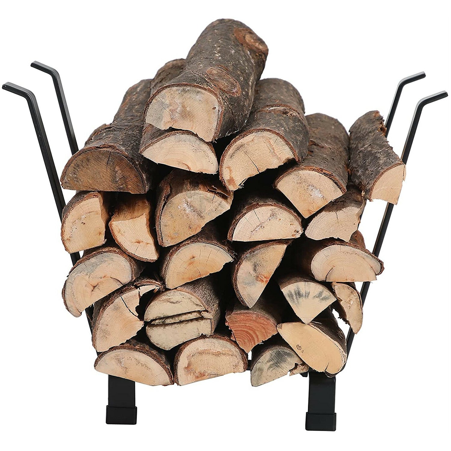 Outdoor Firewood Rack Wood Storage Log Rack Carrier Metal Holder Black 20 Inch