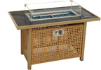 Outdoor Patio 43" Propane Gas Fire Pit Table, 60000 BTU Rectangular Open Weave with Glass Wind Guard for Garden, Couch, Porch, Backyard, Orange & Mustard Yellow