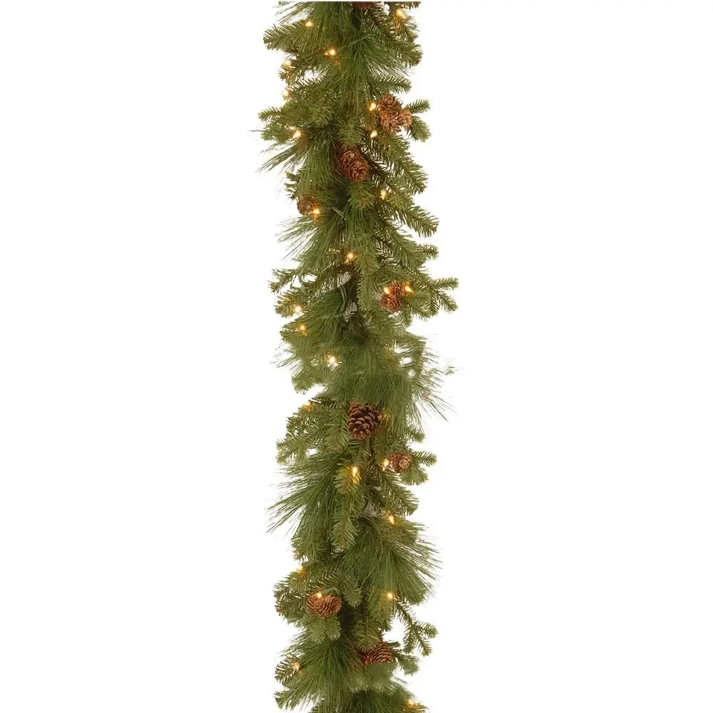 30 LED Lights Christmas Garland 180Cm/6 Feet Green Artificial Pine Tree Decor Pine Cone Berry Ornament