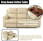 Manual Leather Recliner Sofa Set for Living Room Furniture Sets,Reclining Couch Set, Leather Couch Set for Living Room/Lounge/Club/Apartment(Beige,Sofa+Loveseat+Chair)