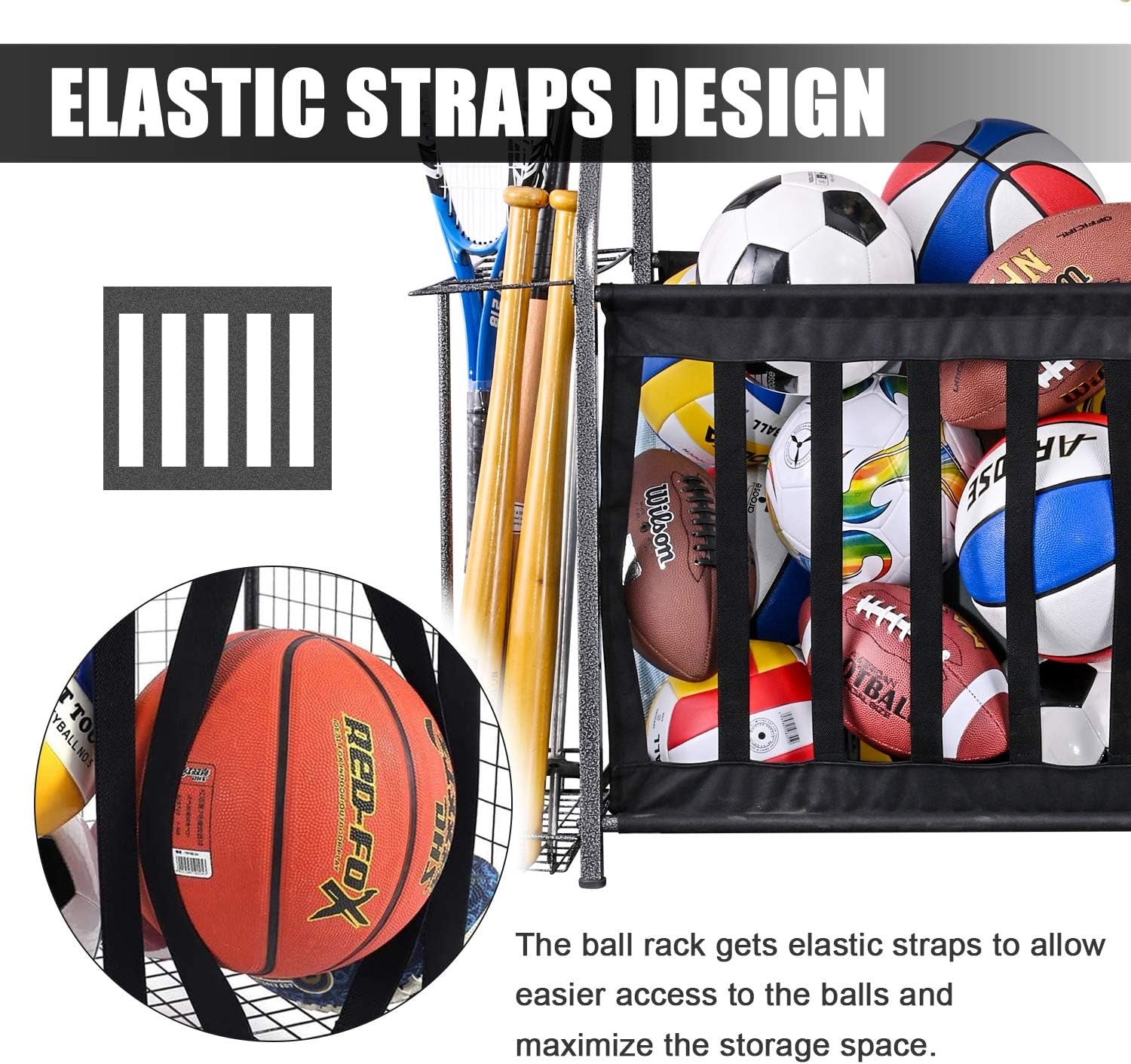 Garage Sports Equipment Storage, 2 Golf Bag Storage Stand and Other Sports Equipment Storage Rack, Garage Organizer System