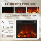 Fireplace TV Stand with 18” Electric Fireplace, Modern Fire Place TV Stands for Living Room, Entertainment Center with Storage Cabinet (Ivory)