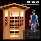 2 Person Outdoor Sauna Infrared Saunas Dry Sauna Room 120V Red Cedar and Canadian Hemlock Wood Wooden Sauna Spa 1800W APP Control 7 Color Light 48.8 * 37 * 87.4Inch