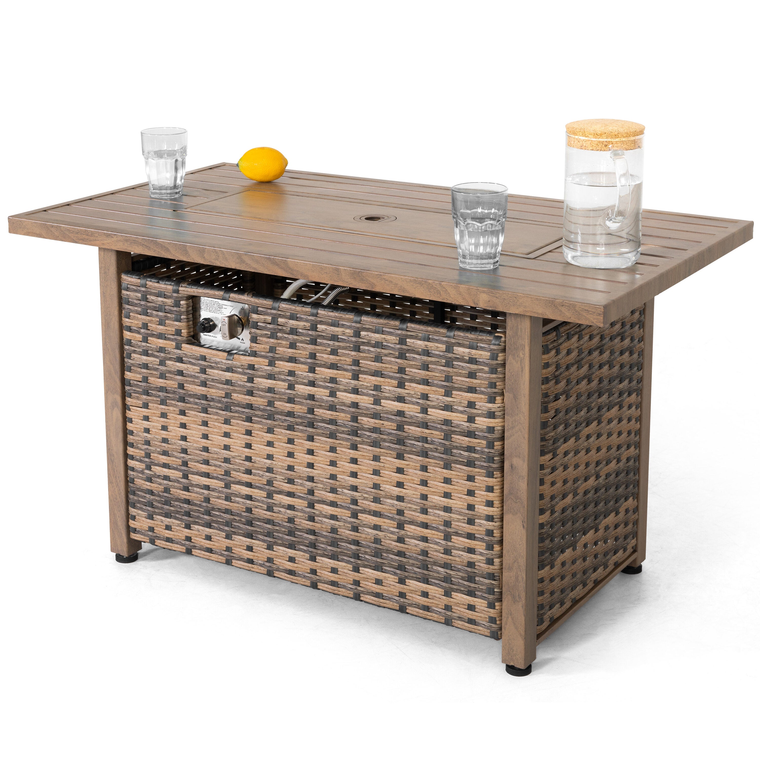 Fire Pit Table 43-In W 50000 Maximum Btus Iron Rectangle Liquid Propane Fire Pit Table