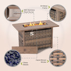 Fire Pit Table 43-In W 50000 Maximum Btus Iron Rectangle Liquid Propane Fire Pit Table