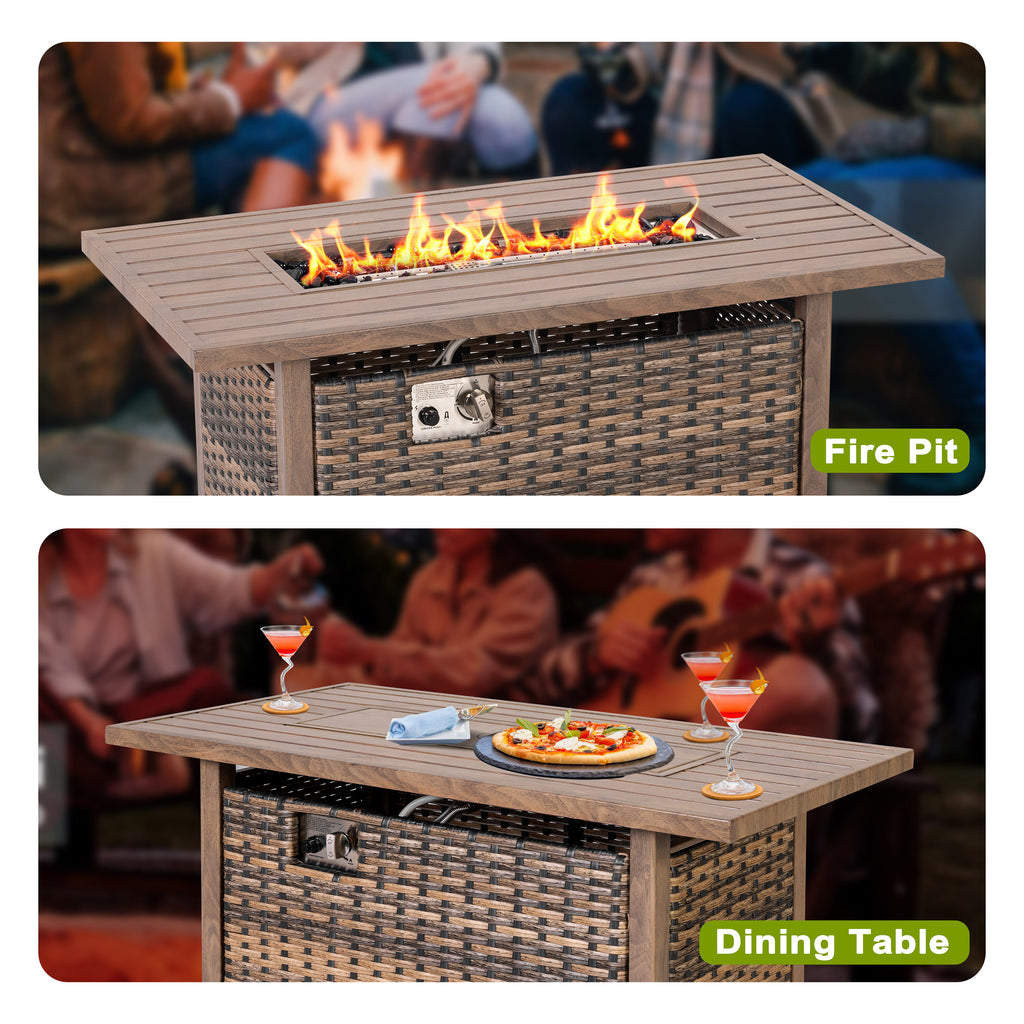 Fire Pit Table 43-In W 50000 Maximum Btus Iron Rectangle Liquid Propane Fire Pit Table