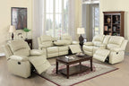 Manual Leather Recliner Sofa Set for Living Room Furniture Sets,Reclining Couch Set, Leather Couch Set for Living Room/Lounge/Club/Apartment(Beige,Sofa+Loveseat+Chair)