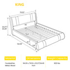 King Size Platform Bed Frame with Delux Iron Pieces Decor and Modern Faux Leather, Black