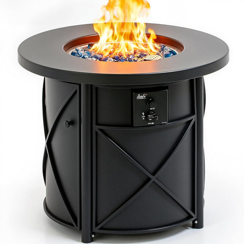 50000 BTU Propane Fire Pit for Outdoor, 30 in Fire Pit Table Outdoor, round Firepits for outside Backyard, Patio