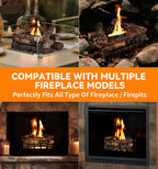10 Pcs Ceramic Gas Fireplace Logs, Premium Heat-Resistant Wood Log Gas Realistic Logs for Indoor or Outdoor Fireplaces,Perfect for Holidays,Christmas Ambiance