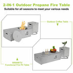 48 In. 50,000 BTU Rectangle Outdoor Propane Fire Pit Table in Gray with RGB LED Light