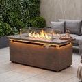 51 In. Retangular Fire Pit Table with Metal Table Top Outdoor Fire Pit Table in Brown Wood Grain