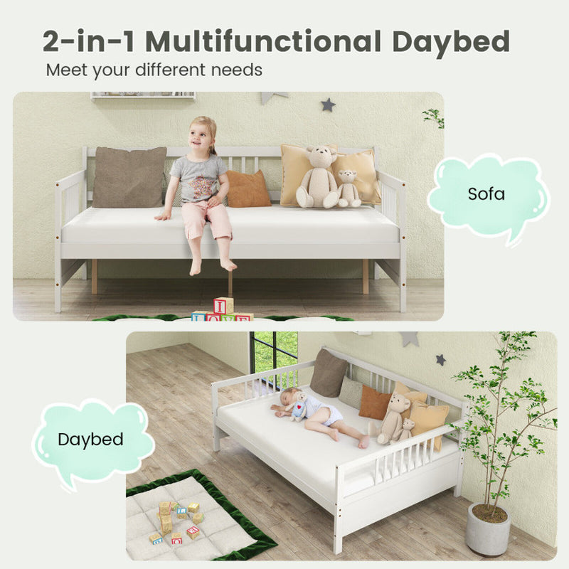 Wooden Full Size Daybed Frame with Guardrails