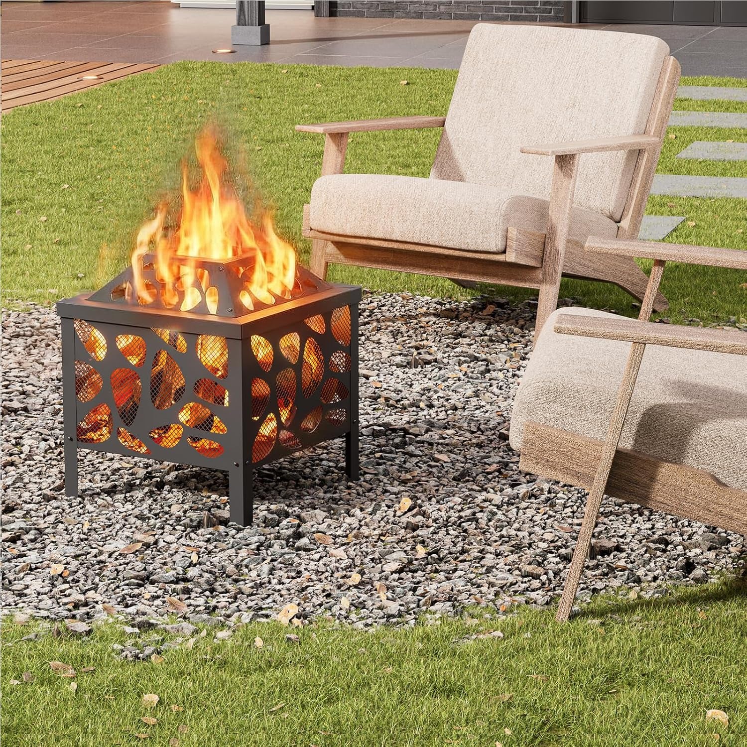 15.7 Inch Small Fire Pit for Outside, Outdoor Wood Burning Fire Pit, with Anti-Spark Mesh Guard, Small Bonfire Pit,Firepit Bowl for Patio Camping Backyard Deck Picnic Porch