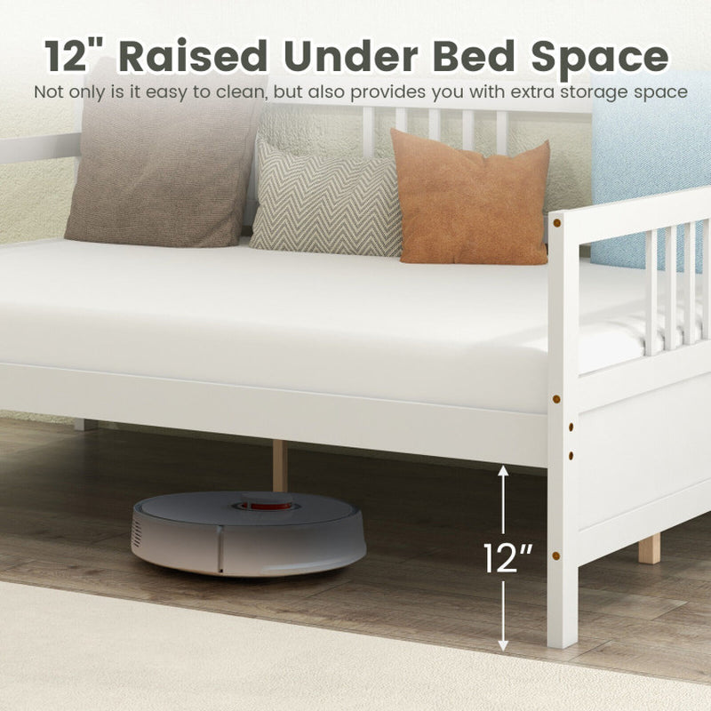 Wooden Full Size Daybed Frame with Guardrails