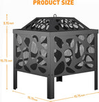 15.7 Inch Small Fire Pit for Outside, Outdoor Wood Burning Fire Pit, with Anti-Spark Mesh Guard, Small Bonfire Pit,Firepit Bowl for Patio Camping Backyard Deck Picnic Porch
