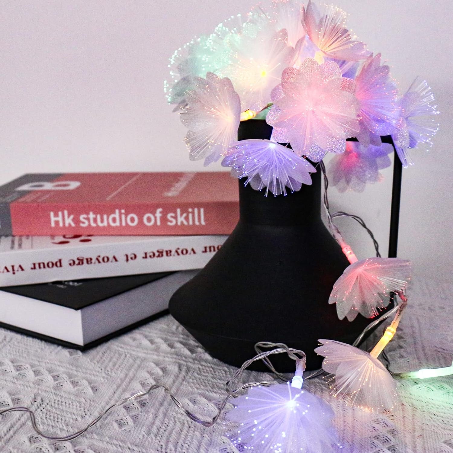 Colorful Flower Fibre Optic Fairy Lights,20Led Starburst Firework String Lights,14 FT Waterproof Fairy Lights Battery Operated for Indoor Outdoor Wedding, Christmas,Garden,Party Decoration