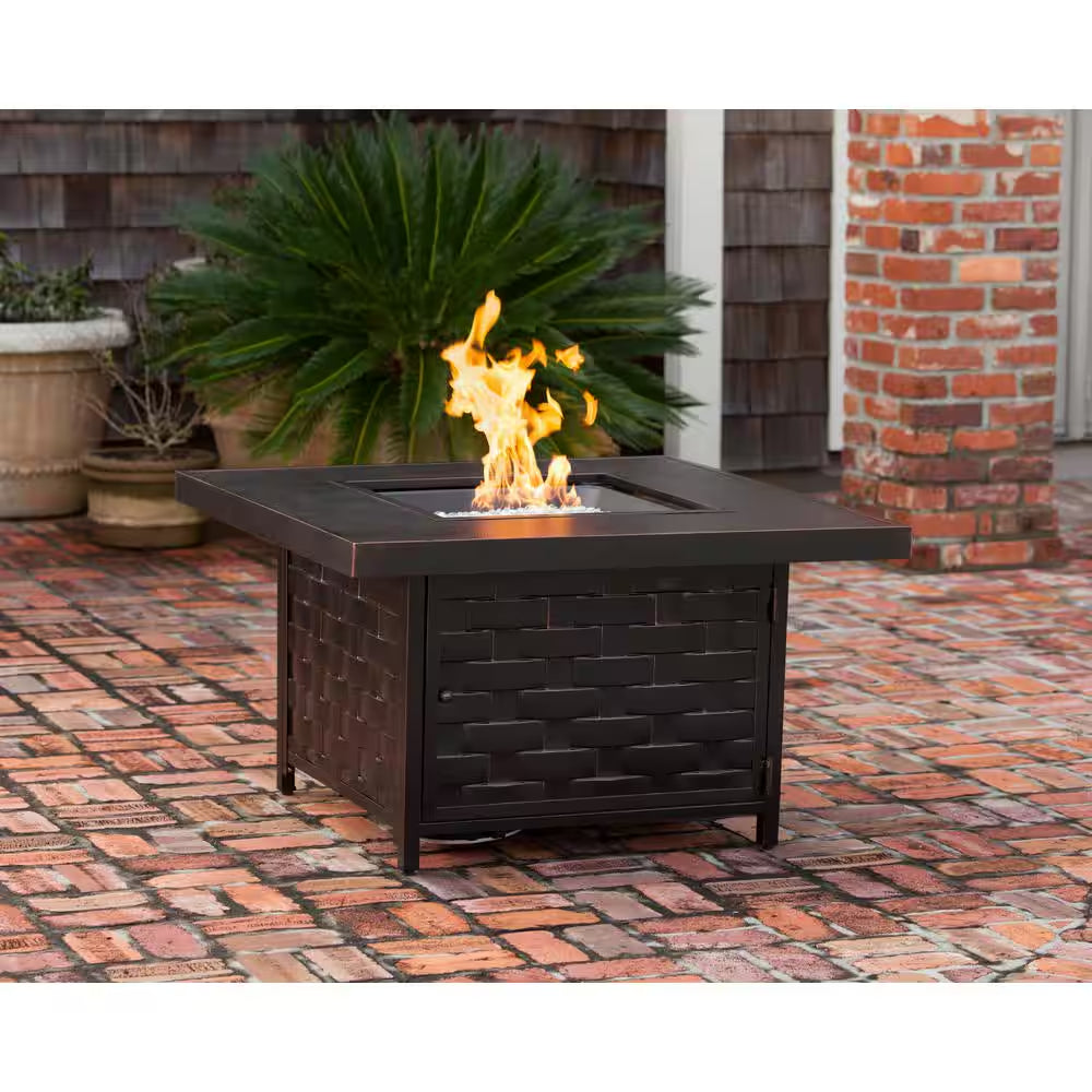Armstrong 42 In. X 24 In. Square Cast Aluminum LPG Fire Pit Table in Antique Bronze