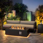 42 In. 50,000 BTU Outdoor Propane Fire Pit Table with Golden LED Light