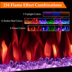 60 Inch Electric Fireplace Heater, Smart Control via Alexa& App, Recessed and Wall Mounted Fireplace Insert with Multicolor Realistic Flame Effects,Crackling Sound and Logs& Crystal,5100Btus, Black