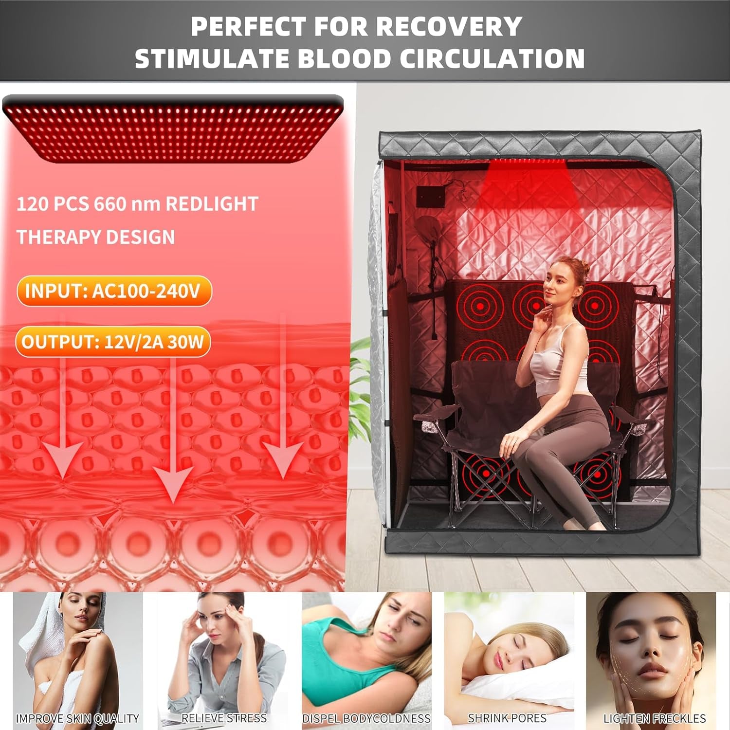 Full Body Portable Personal Infrared Saunas for Home, 2 Person Sauna Tent, at Home Sauna, Portable Infrared Sauna Two-Person Sauna Tent with 2 Foldable Chairs, Remote Control