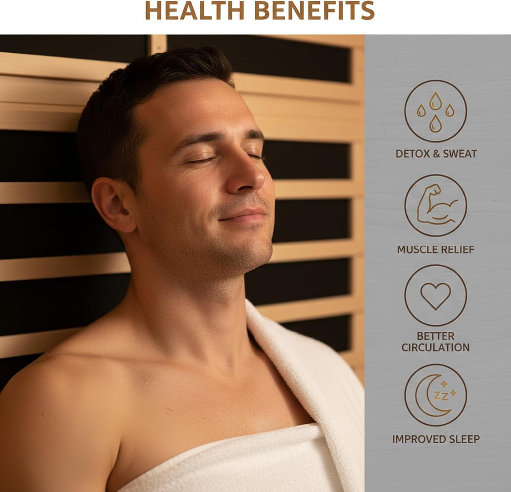 2 Person Far Infrared Sauna, 1800W Low EMF Wooden Infrared Sauna Room for Home, 8 Heating Panels Therapy Sauna with Hemlock Wood, Indoor Sauna Spa for Relaxation, Muscle Relief (Double Person Sauna)