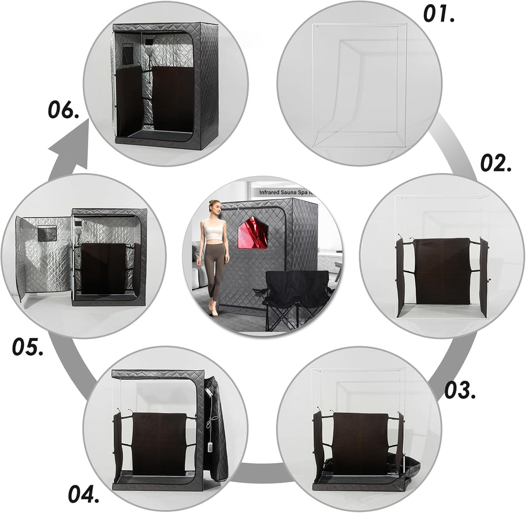 Full Body Portable Personal Infrared Saunas for Home, 2 Person Sauna Tent, at Home Sauna, Portable Infrared Sauna Two-Person Sauna Tent with 2 Foldable Chairs, Remote Control