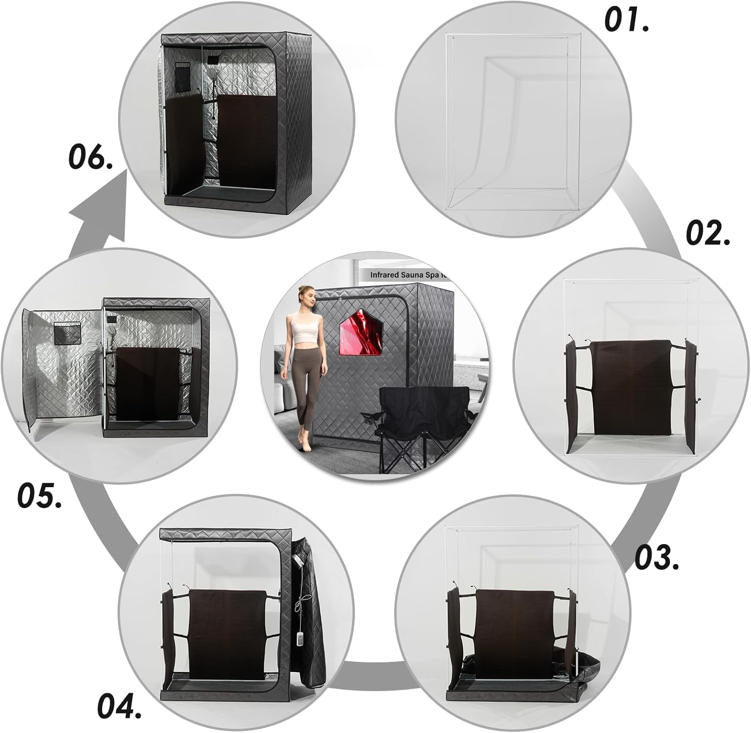 Full Body Portable Personal Infrared Saunas for Home, 2 Person Sauna Tent, at Home Sauna, Portable Infrared Sauna Two-Person Sauna Tent with 2 Foldable Chairs, Remote Control