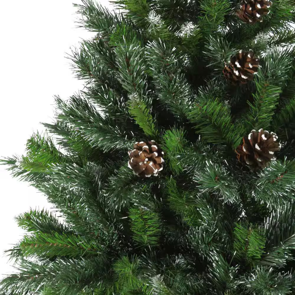 6.5 Ft. Unlit Snowy Delta Pine with Pine Cones Artificial Christmas Tree
