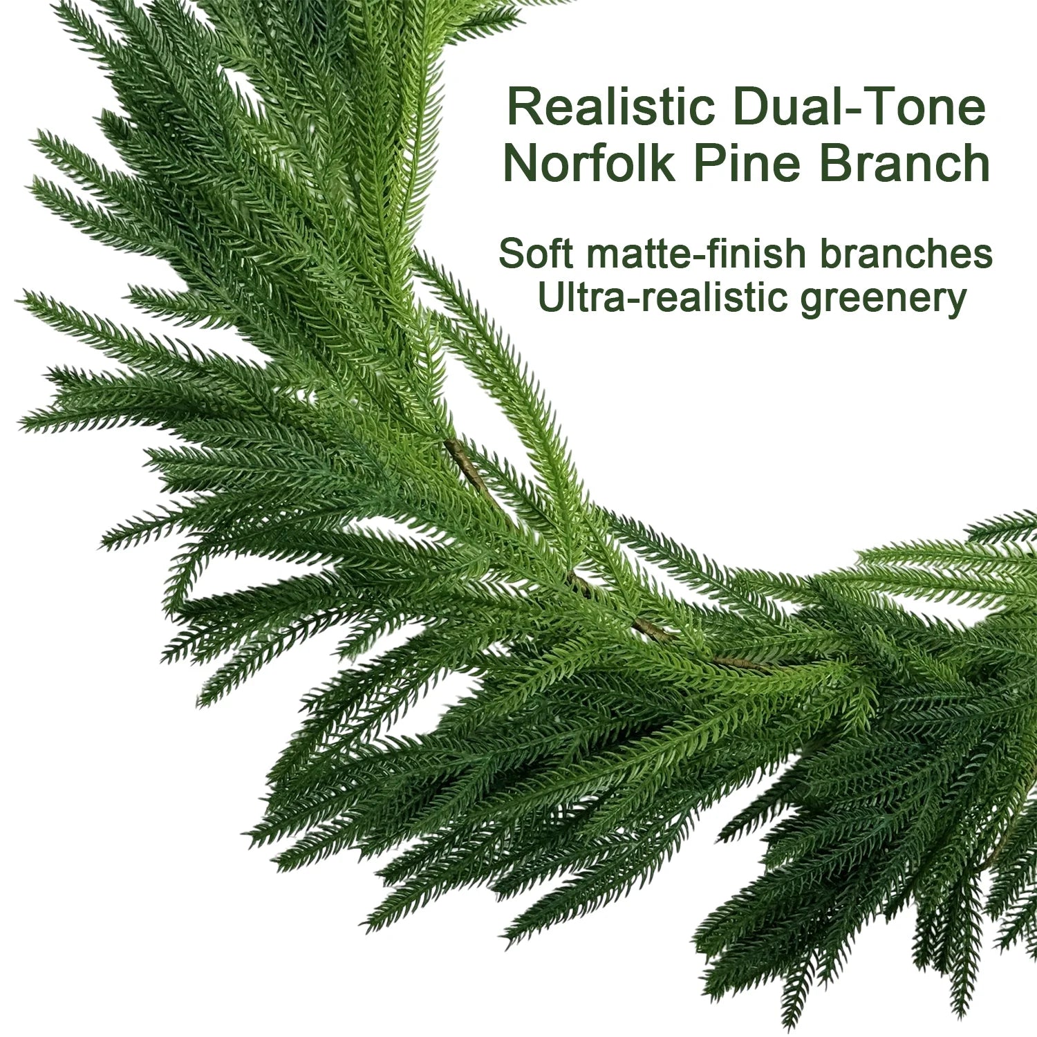 2Pcs 9Ft Christmas Garlands Norfolk Pine Garland Faux Greenery Pine Garland for Christmas Holiday Winter Wall Mantle Fireplace Staircase Indoor Outdoor Decoration