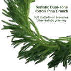 2Pcs 6Ft Christmas Garlands Norfolk Pine Garland Faux Greenery Pine Garland for Christmas Holiday Winter Wall Mantle Fireplace Staircase Indoor Outdoor Decoration