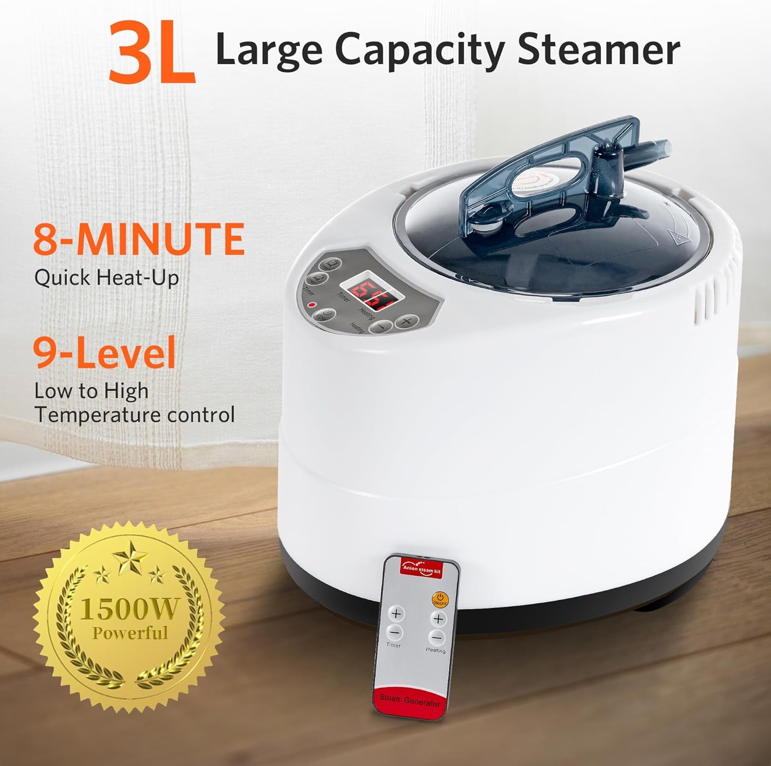 Portable Sauna for Home, Portable Steam Tent for Home Detox and Relaxation, Includes 3L Steamer, Remote Controller, Folding Chair, Adjustable Timer 1-60 Min, Large Size