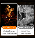 10 Pcs Ceramic Gas Fireplace Logs, Premium Heat-Resistant Wood Log Gas Realistic Logs for Indoor or Outdoor Fireplaces,Perfect for Holidays,Christmas Ambiance