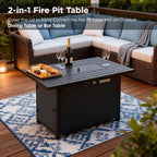 43 Inch Outdoor Propane Fire Pit Table with Glass Wind Guard, Rectangular Patio Fire Table, 50,000 BTU Smokeless Gas Firepit for Backyard, Garden & Poolside