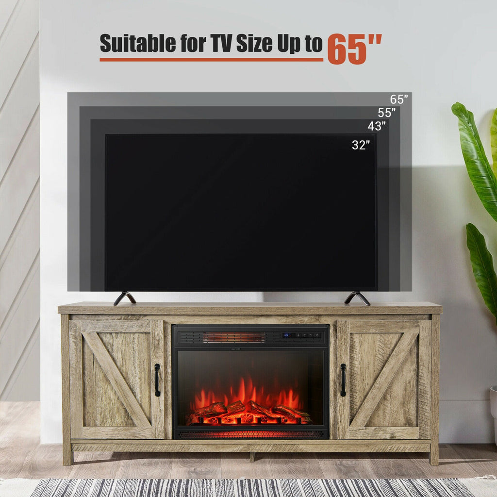 59'' Fireplace TV Stand W/ 25'' 1350W Electric Fireplace Heater