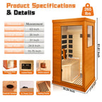 1 Person Far Infrared Sauna for Home, 800W Indoor Personal Sauna with 5 Heating Panels, Bluetooth Speaker, Tempered Glass Door, Control Panel, 110V UL Power Cord (Red-Brown)