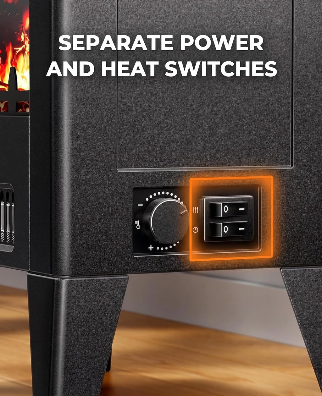 Electric Fireplace Heater, Quick Heating Portable Low Noise Fireplace with Temp Control, CSA Certified,18” Electric Fire Place with Overheat Protection Function for Living Room, Bedroom, Black
